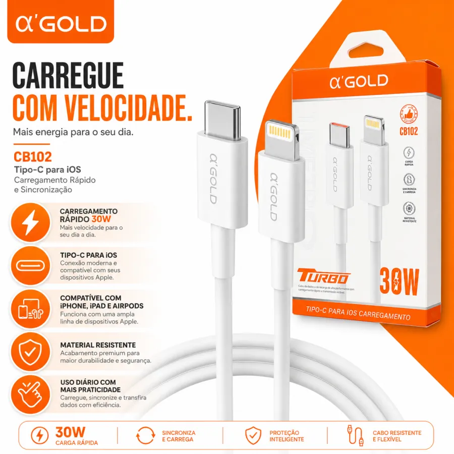 α'GOLD 数据线 30W Type-C至iOS 快速充电线