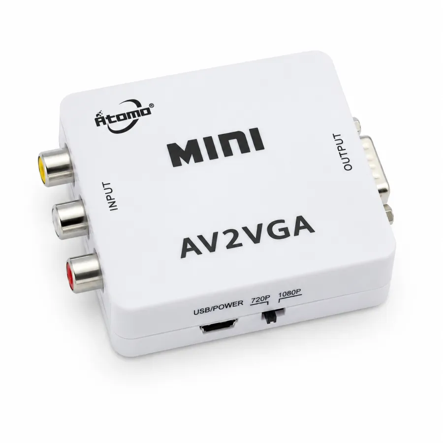 Atomo迷你HD视频转换器 AV2VGA，支持1080P全高清，3D视频输出