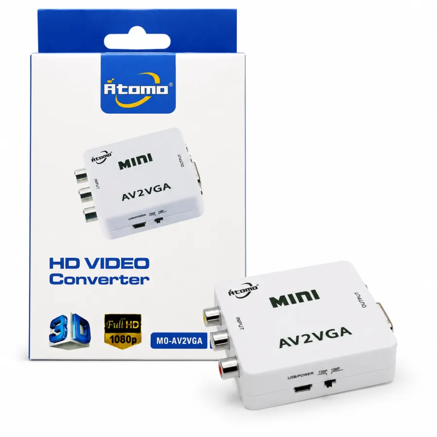 Atomo迷你HD视频转换器 AV2VGA，支持1080P全高清，3D视频输出