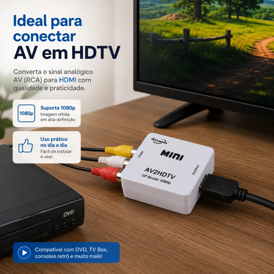 Atomo 高清视频转换器 M0-AV2HDTV，支持1080p，3D，迷你设计