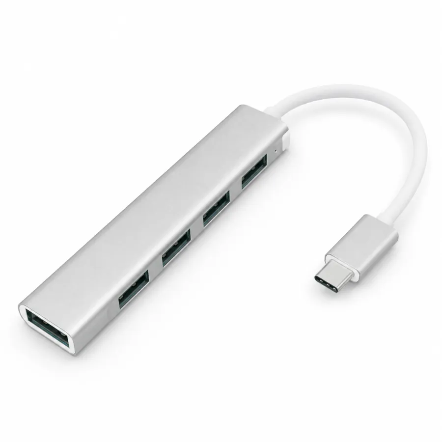 Atomo Type-C转接器，适用于Macbook和手机，4个USB接口，银色