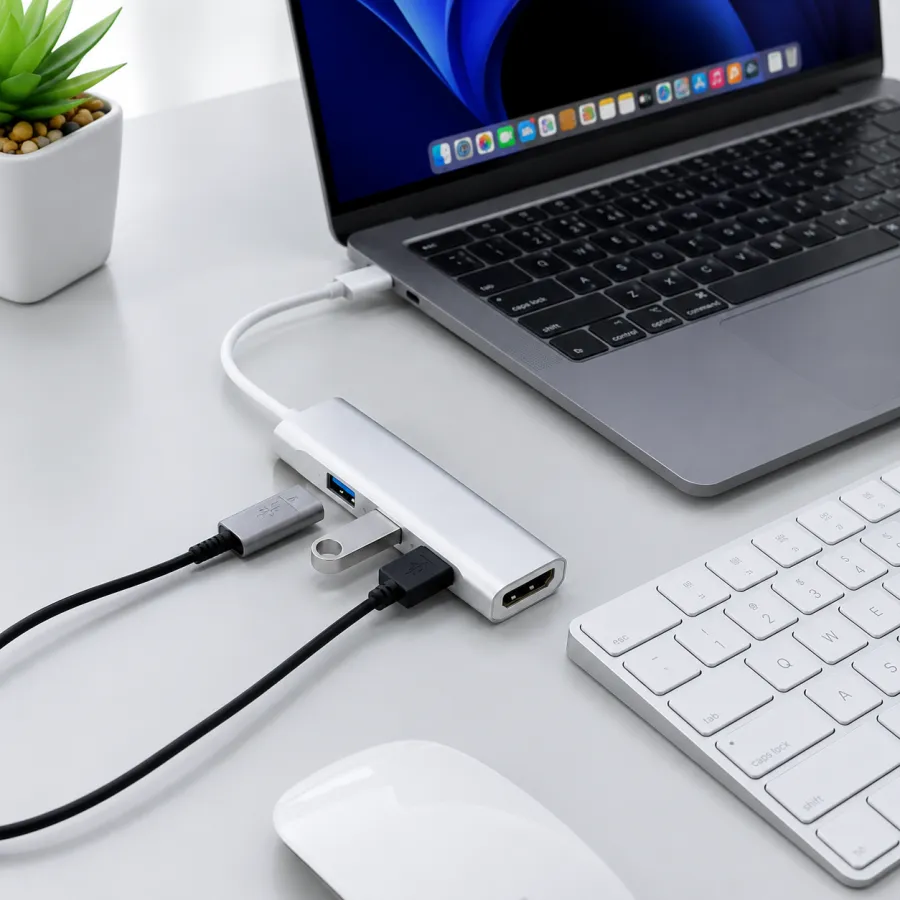 Atomo Type-C转接器，适用于Macbook和手机，4个USB接口，银色