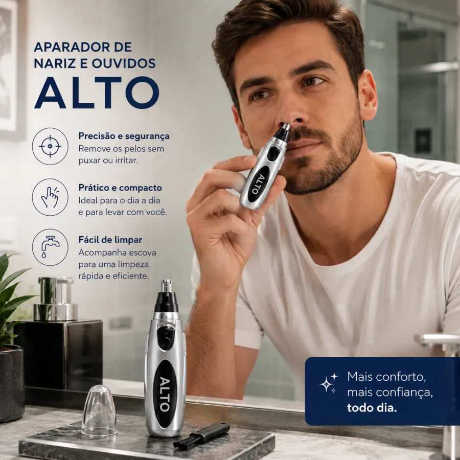 ALTO电动鼻毛修剪器，便携式剃须用品，银色，适合旅行使用