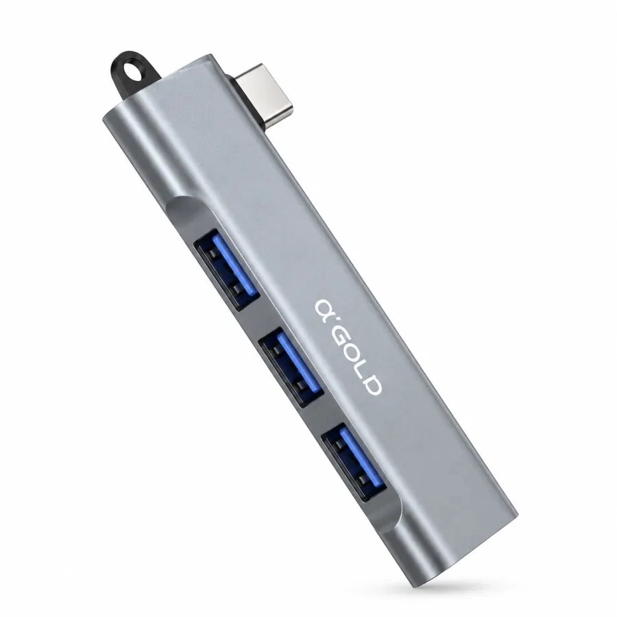 α'GOLD 4合1 USB-C集线器，支持多种接口，便携设计