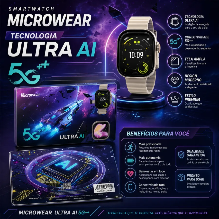 Microwear 5G+超智能手表，支持AI功能，适合运动和日常使用