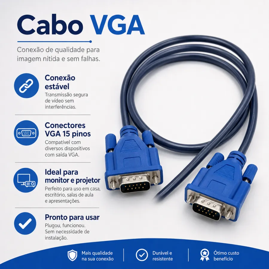 VGA转接线，蓝色，3头，适用于电脑显示器