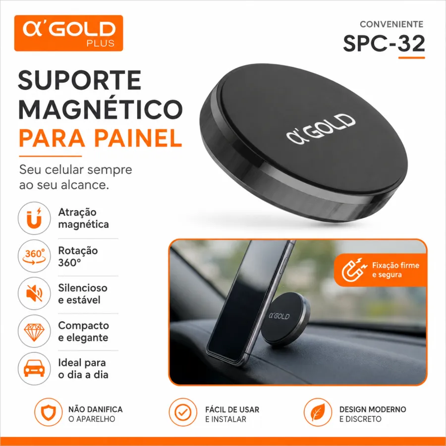 αGOLD PLUS SPC-32 汽车仪表盘支架，黑色，适用于手机