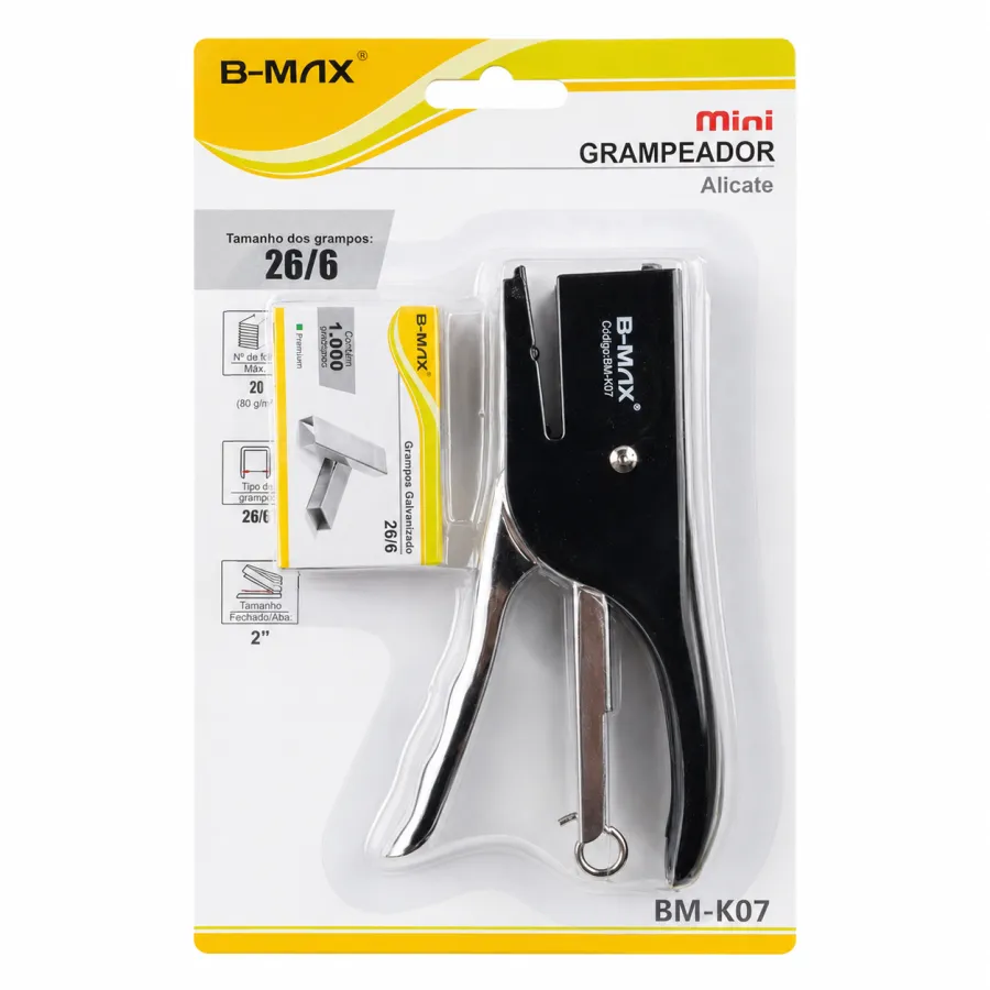 B-MAX迷你订书机 BM-K07，适用26/6订书钉，黑色，便携设计