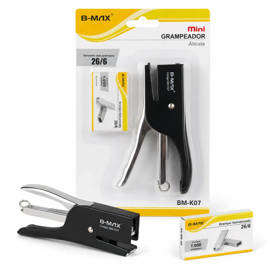 B-MAX迷你订书机 BM-K07，适用26/6订书钉，黑色，便携设计