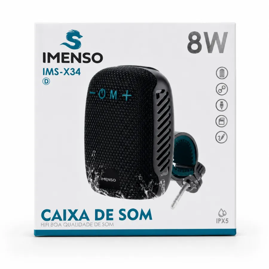 IMENSO IMS-X34 8W蓝牙音箱，IPX5防水，便携式设计