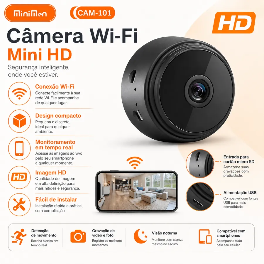 MiniMen 无线监控摄像头 CAM-101 高清迷你摄像机