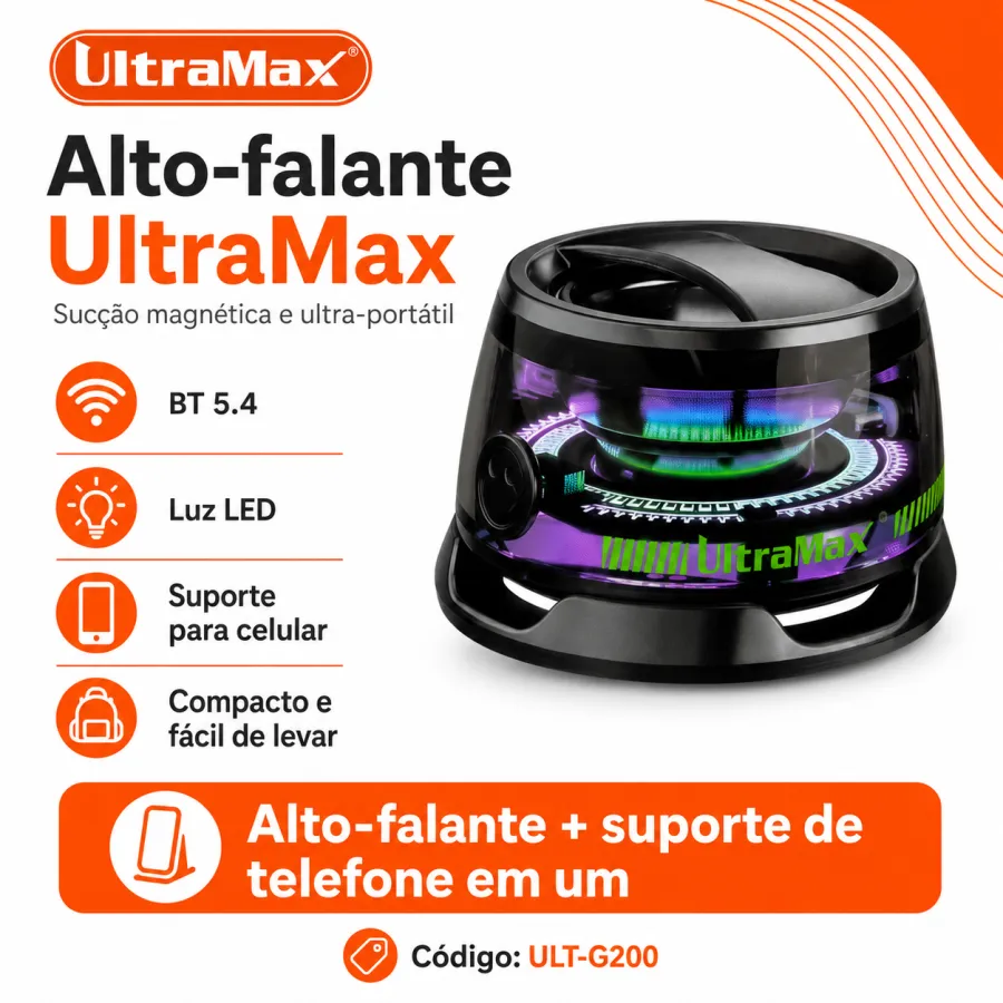 UltraMax便携式蓝牙音箱，LED灯，型号ULT-G200