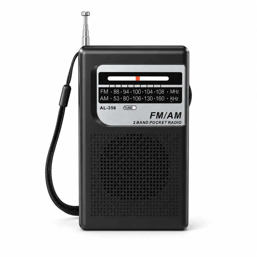 AL-356收音机，便携式AM/FM调频，黑色，适合户外使用