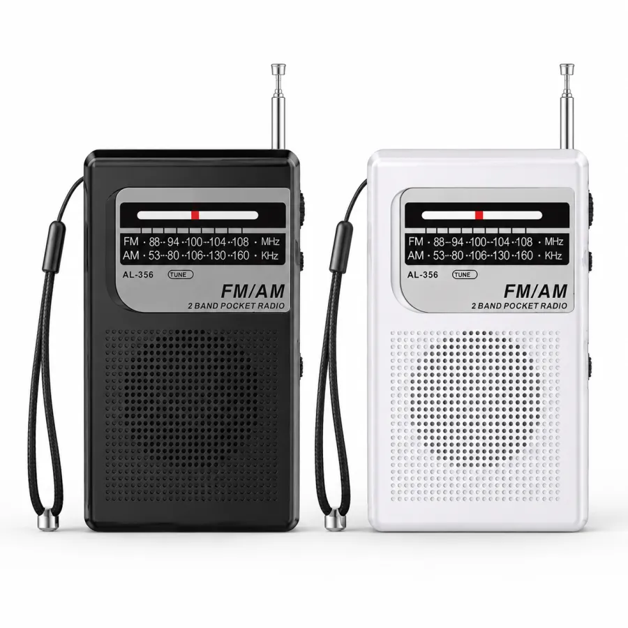 AL-356收音机，便携式AM/FM调频，黑色，适合户外使用