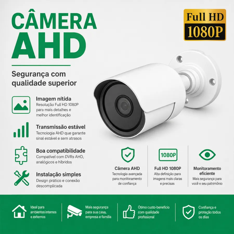 AHD监控摄像头 1080P 高清 兼容性强 适用于室内外