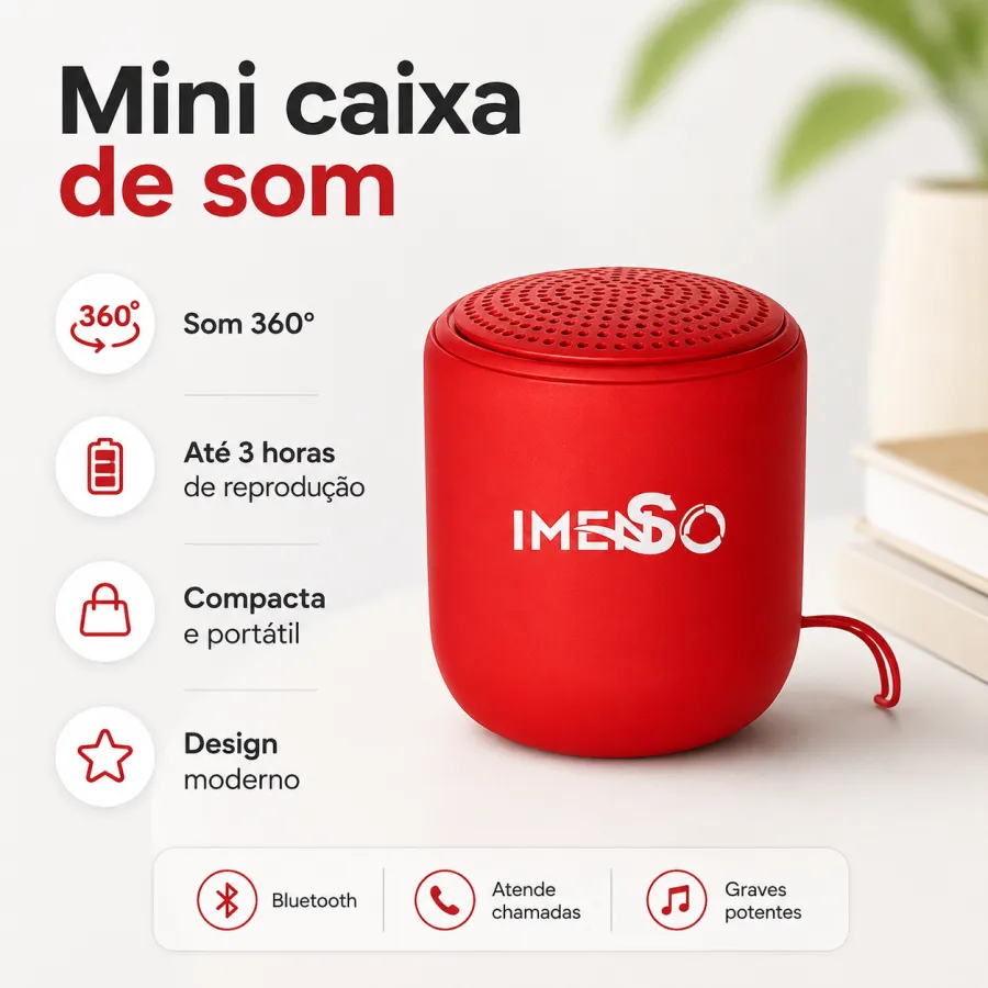 IMENSO 360°蓝牙音箱 红色 3小时播放时间