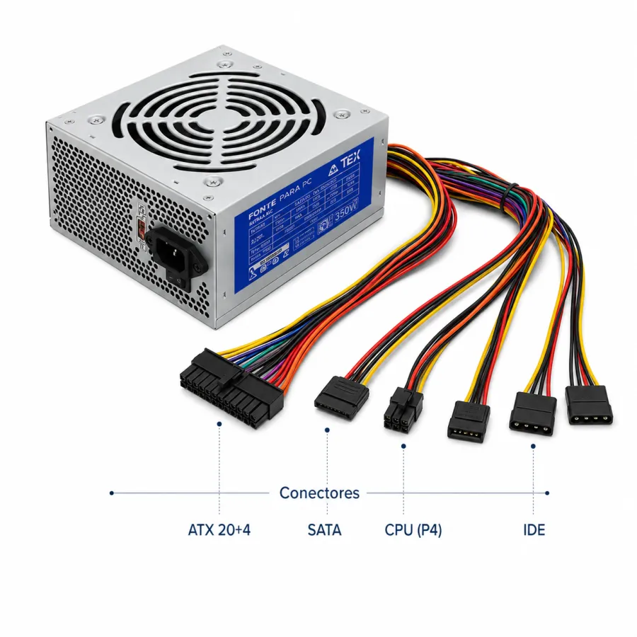 通用电脑电源，额定功率550W，适用于ATX 20+4针，包含SATA和IDE连接器
