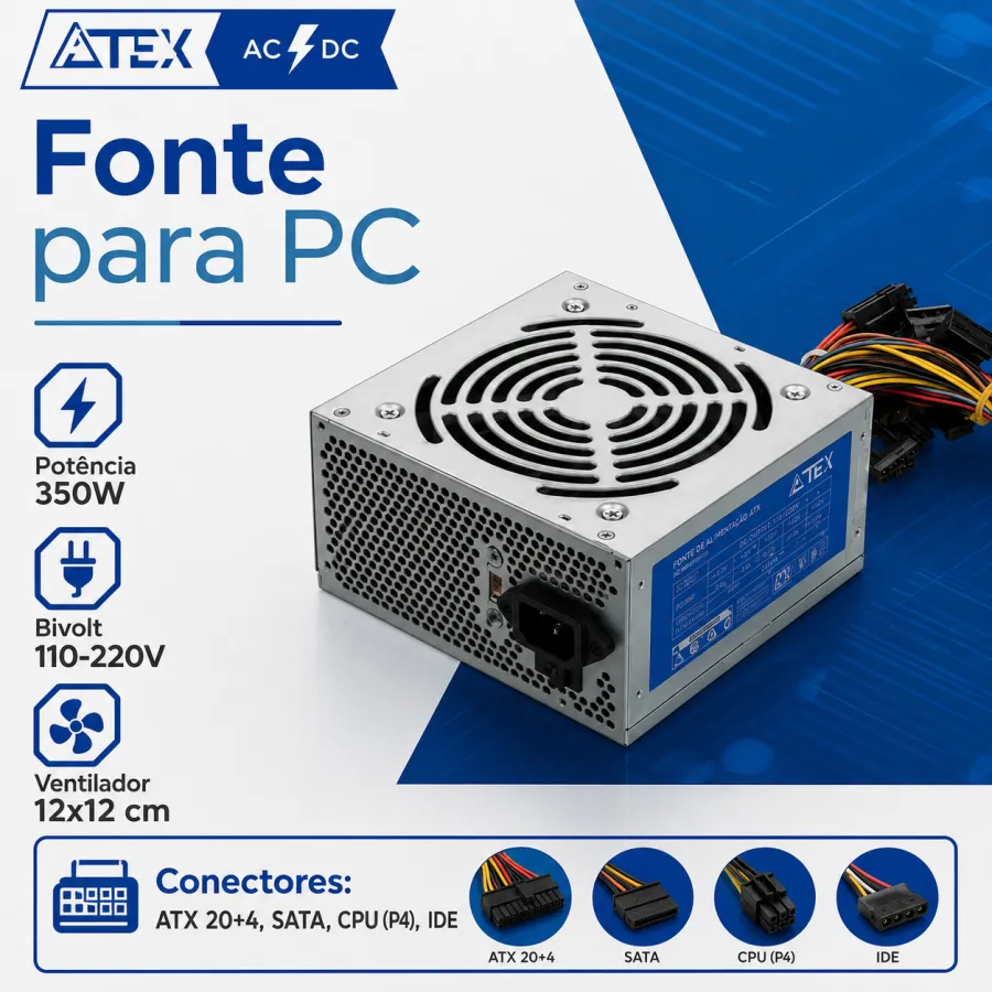 通用电脑电源，额定功率550W，适用于ATX 20+4针，包含SATA和IDE连接器