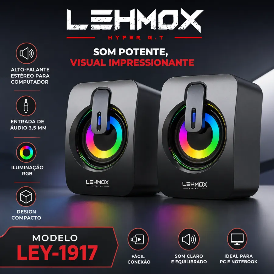LEHMOX 超级音响电脑蓝牙音箱，立体声，RGB灯效，适用于多种设备