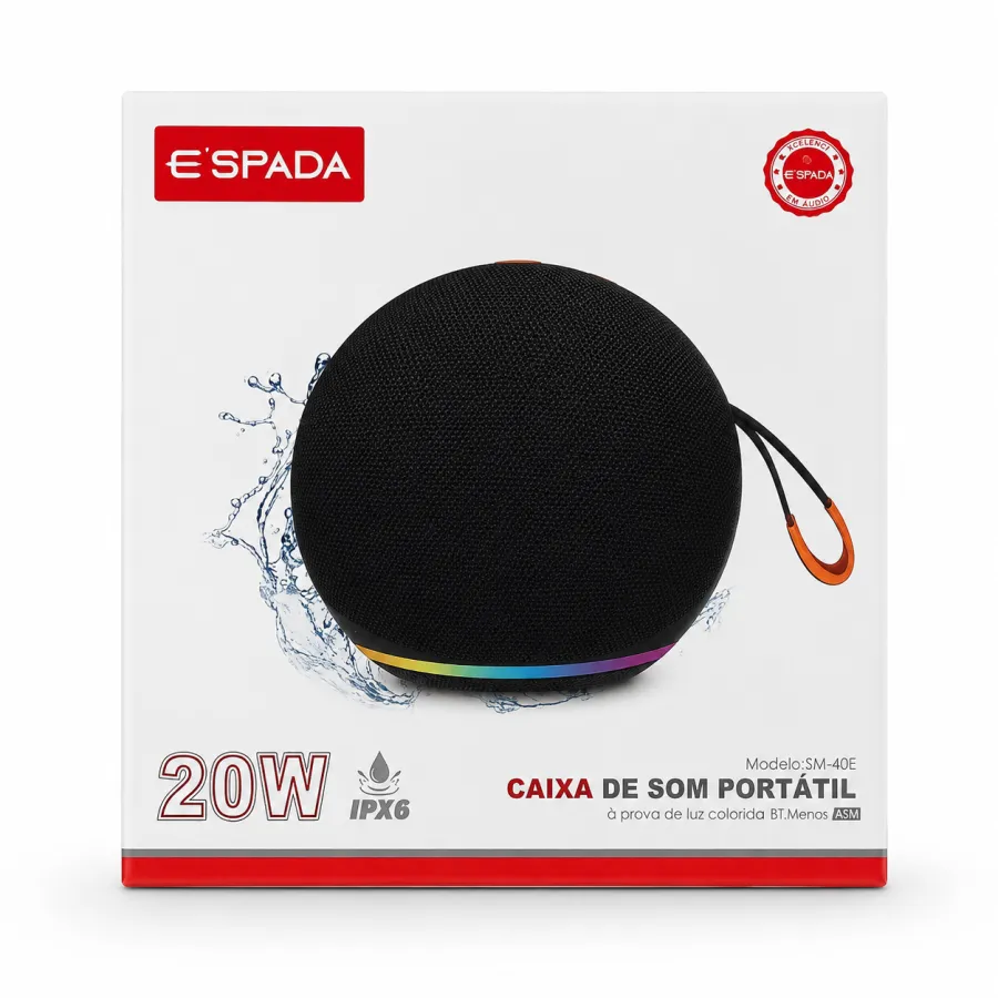 ESPADA 20W便携式蓝牙音箱，IPX6防水，黑色