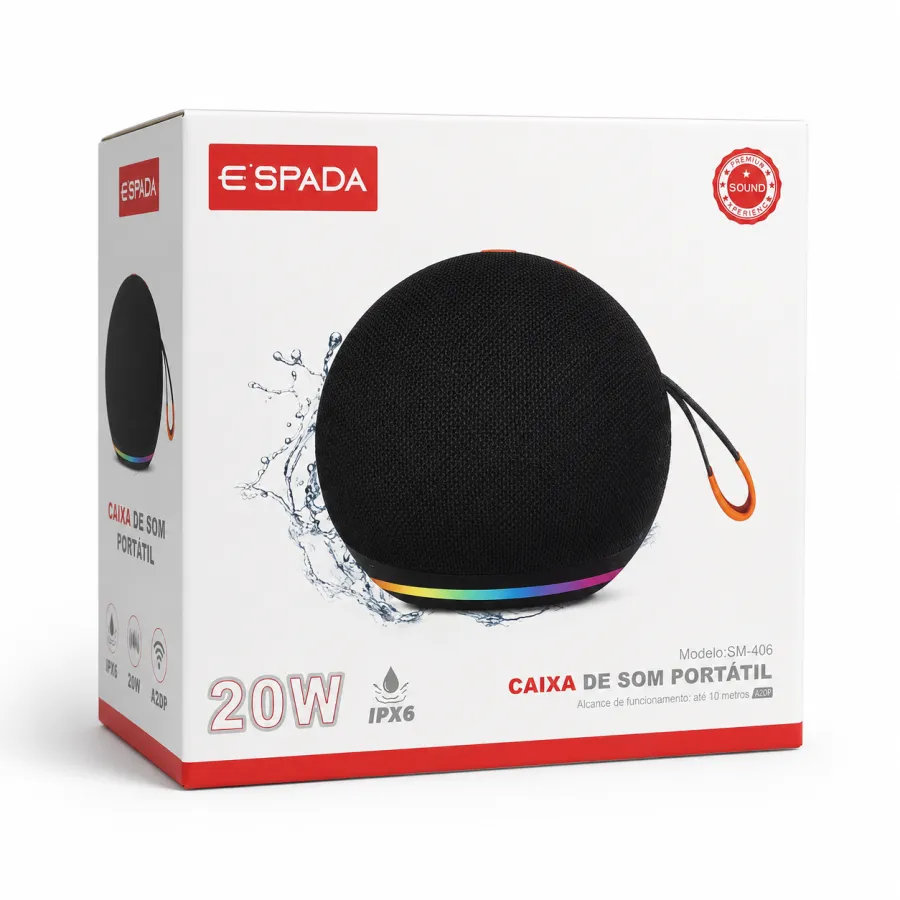 ESPADA 20W便携式蓝牙音箱，IPX6防水，黑色
