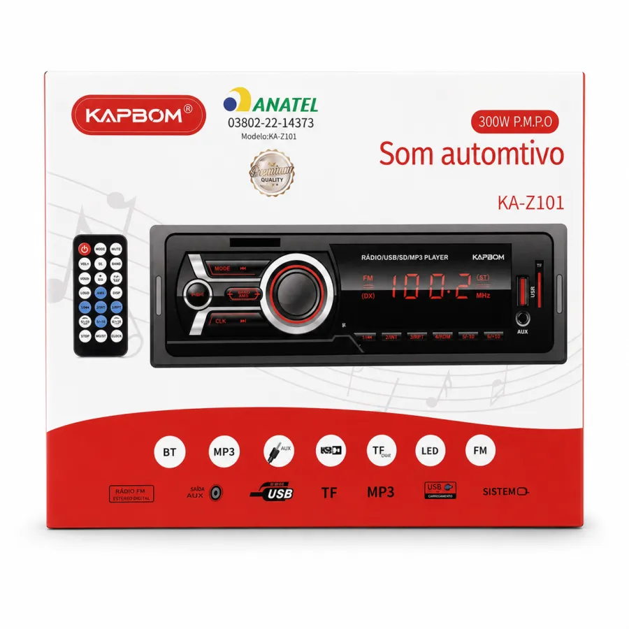 KAPBOM KA-Z101 汽车音响 300W P.M.P.O 蓝牙 MP3 USB 远程控制