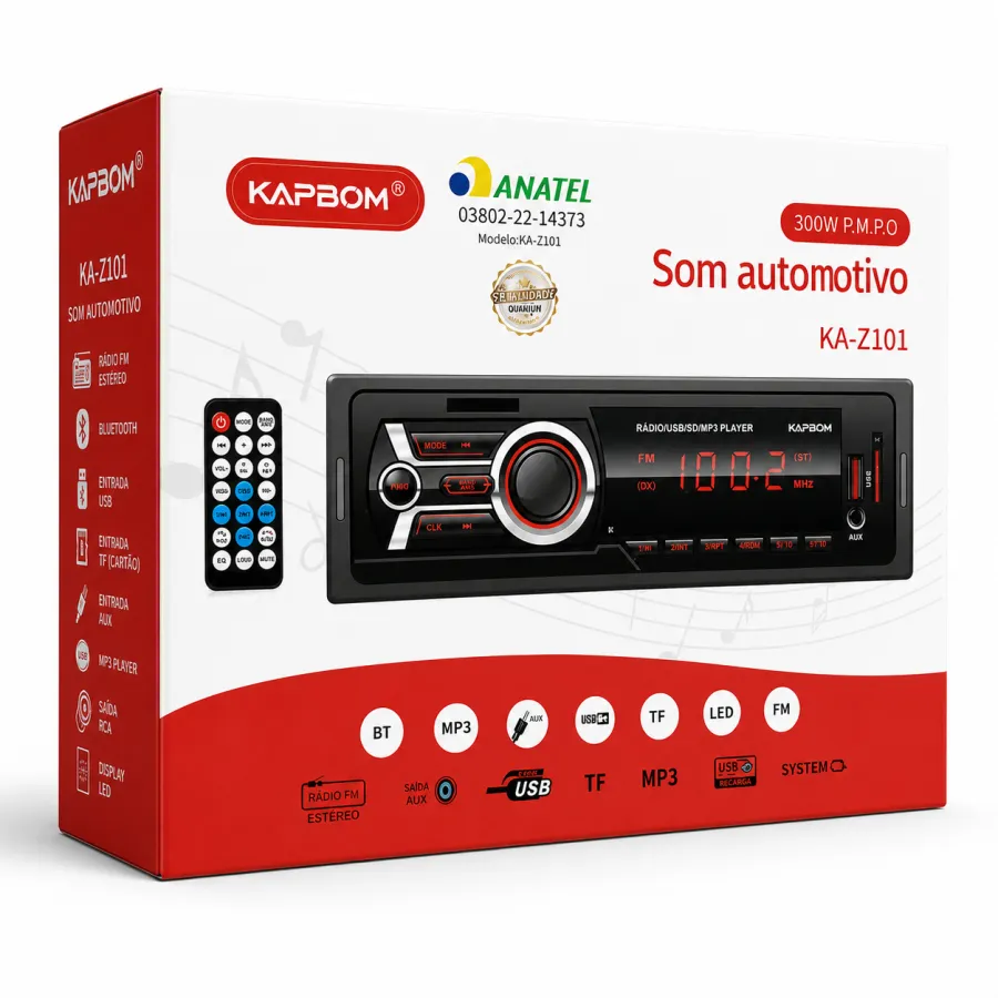 KAPBOM KA-Z101 汽车音响 300W P.M.P.O 蓝牙 MP3 USB 远程控制