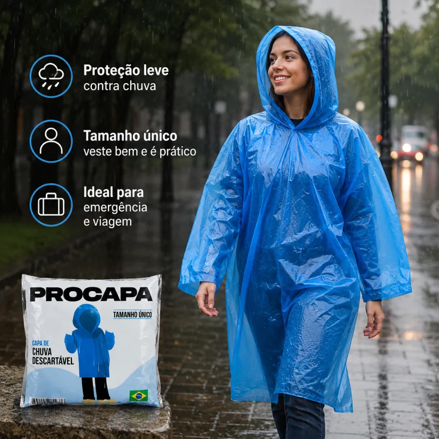 PROCAPA一次性雨衣，蓝色，单一尺寸，适合户外活动