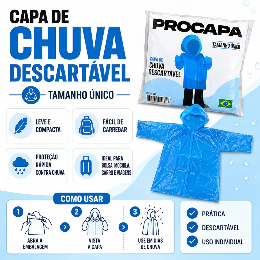 PROCAPA一次性雨衣，蓝色，单一尺寸，适合户外活动
