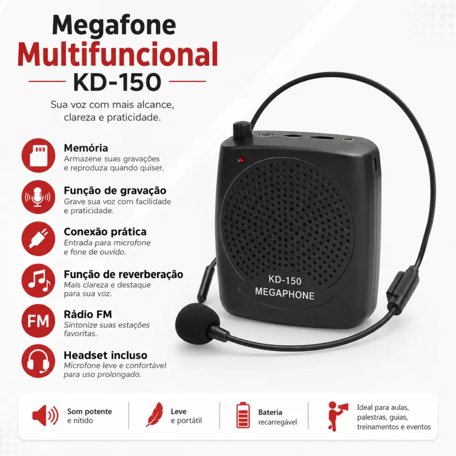 KD-150多功能蓝牙音箱，带录音和FM收音功能，适合户外使用
