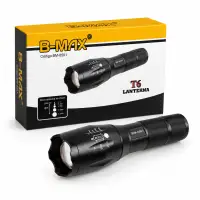 B-MAX T6手电筒，强光LED，便携式，黑色