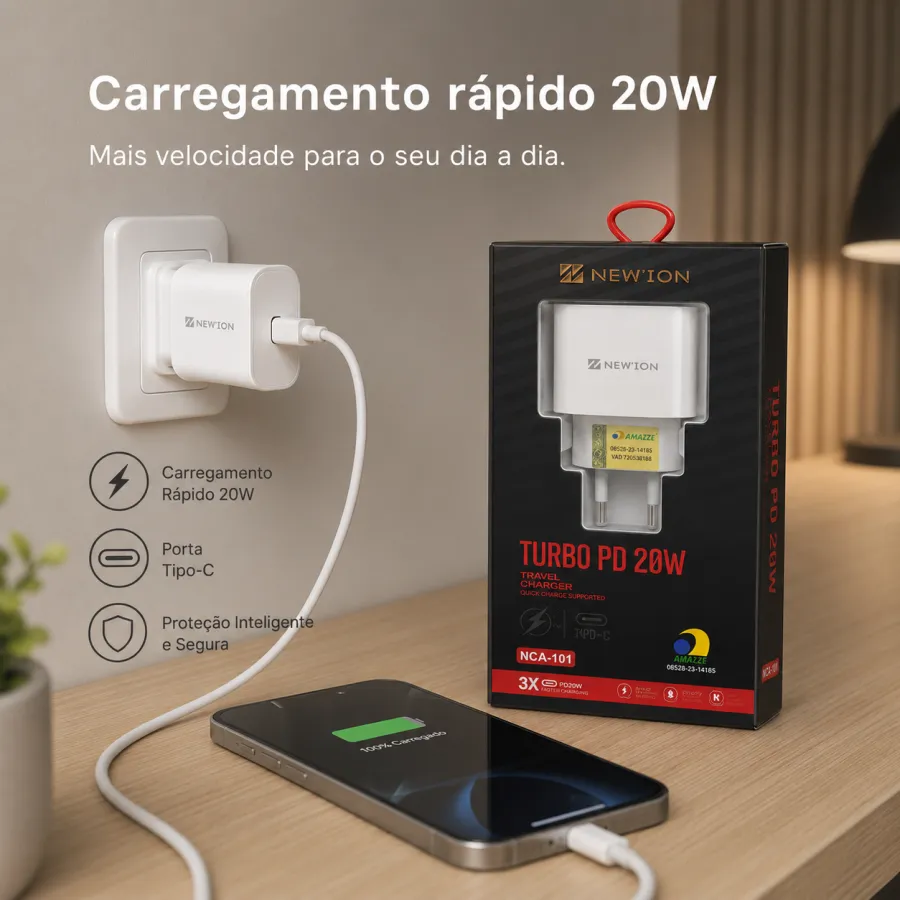 NEWION 20W Turbo PD快充充电器 NCA-101，适用于多种设备，快速充电，便携设计