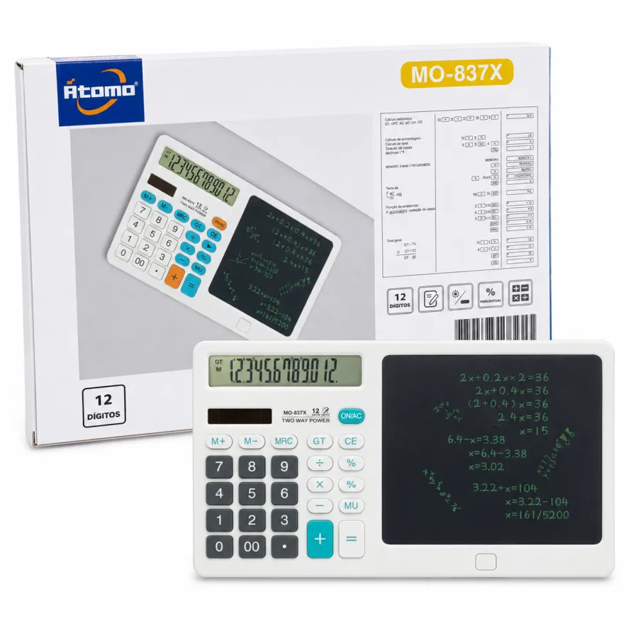 Átomo MO-837X 12位数科学计算器，适合学生和专业使用，带多种计算功能