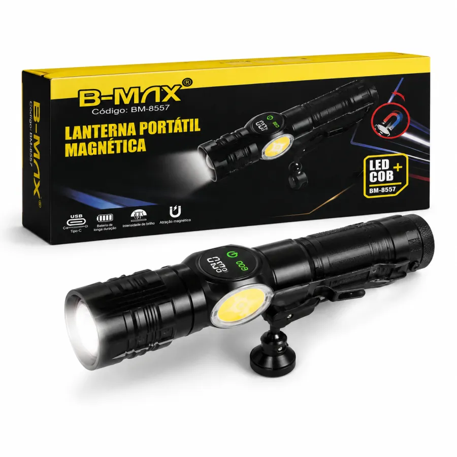 B-MAX 磁性便携手电筒 LED COB 亮度调节