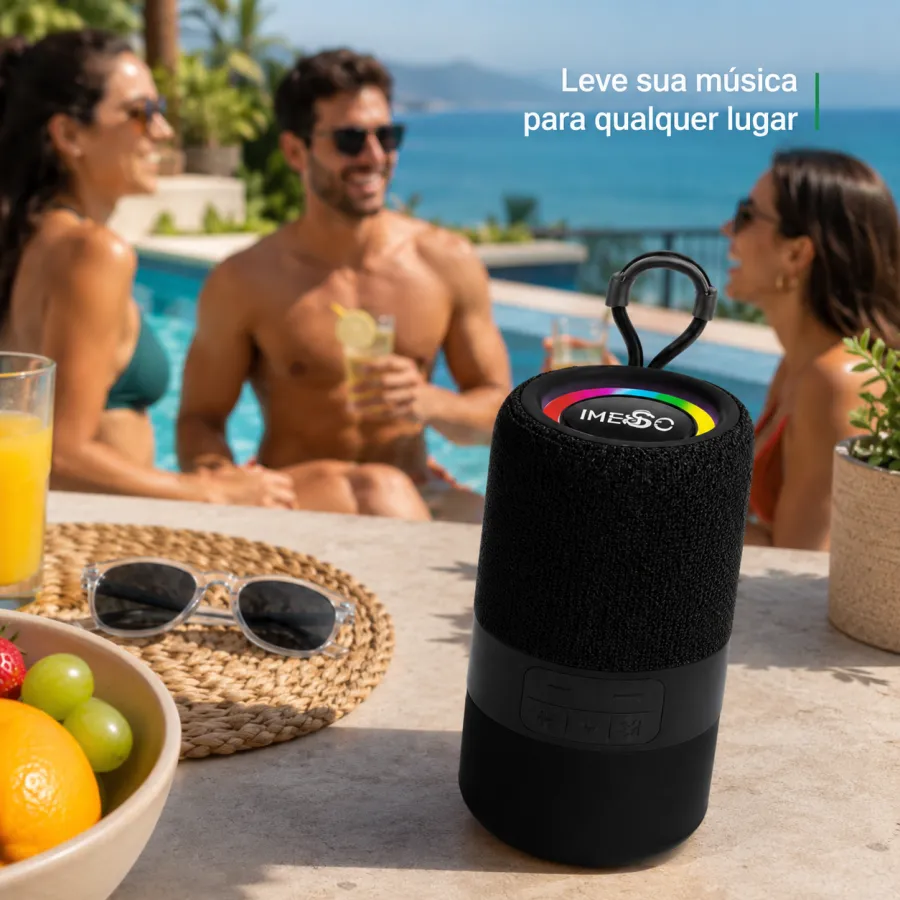 IMESGO 360°防水蓝牙音箱，4小时续航，便携式音响，黑色
