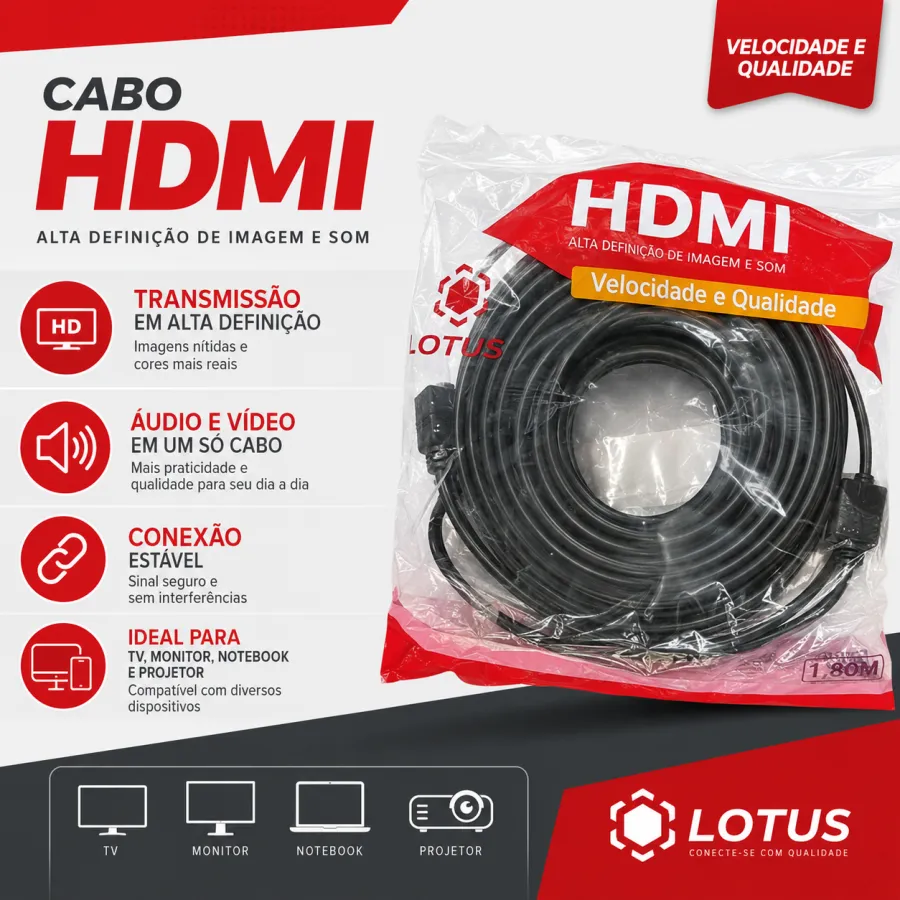 LOTUS HDMI高清线 10米 黑色 高速传输
