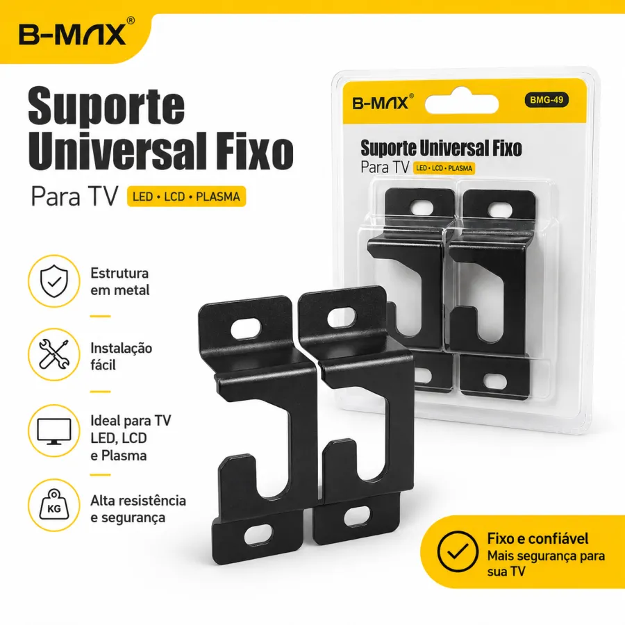 B-MAX 固定式通用电视支架，适用于液晶/等离子电视，黑色