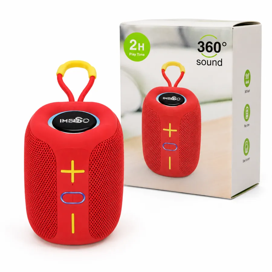 蓝牙音箱，InHoo品牌，360°音效，红色，2小时播放时间
