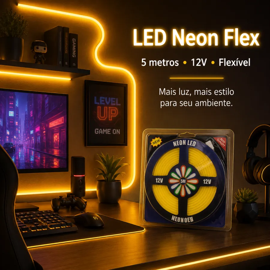 霓虹LED灯带 5米 12V 黄色
