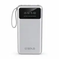 AGOLD 10000mAh移动电源，带LED显示，银色，快速充电