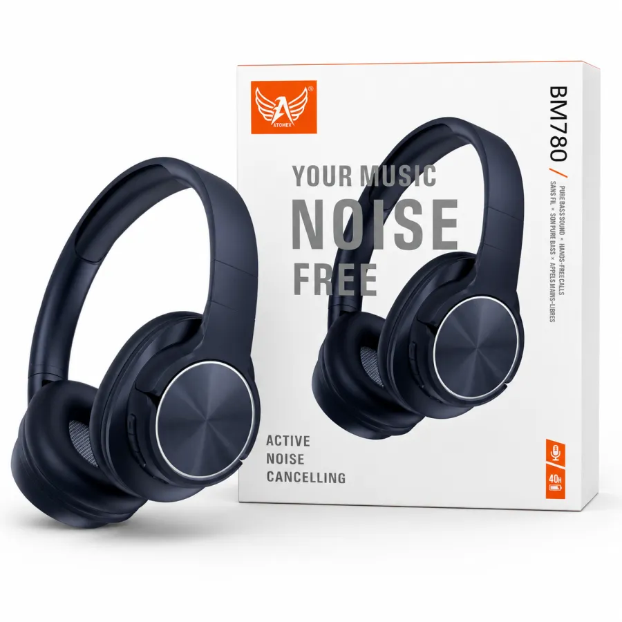 Ltomex BM780 主动噪声取消耳机，黑色，40小时续航，音乐无干扰