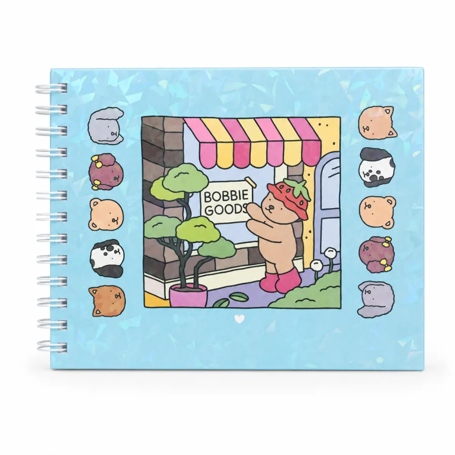 儿童读物 Bobbie Goods 可爱动物插画笔记本，适合绘画和记录，彩色封面，精美设计