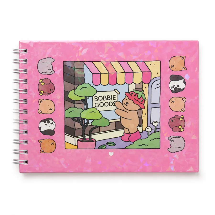 儿童读物 Bobbie Goods 可爱动物插画笔记本，适合绘画和记录，彩色封面，精美设计