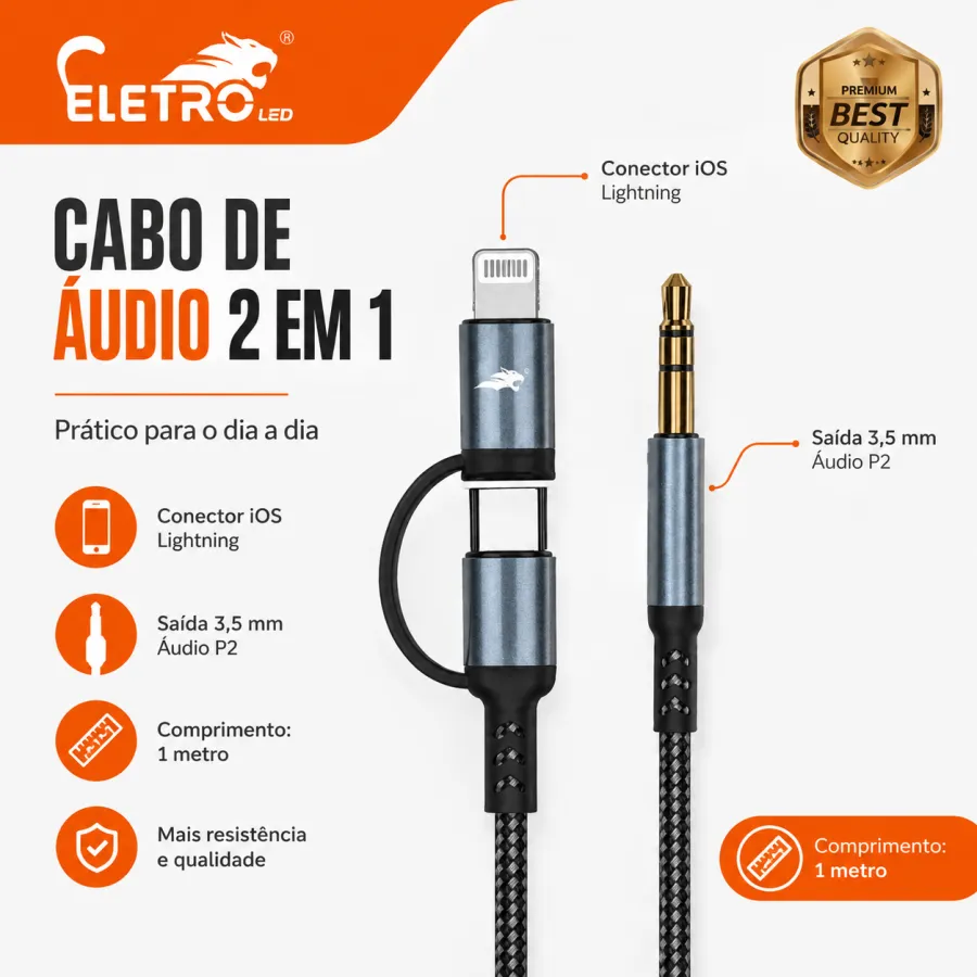 ELETRO 2合1音频线 1米 USB转3.5mm耳机线