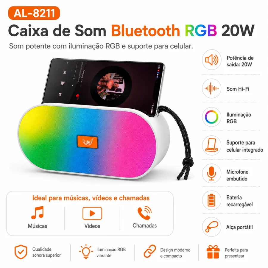 ALTOMEX AL-8211 20W RGB音响，HIFI音质，便携式蓝牙音箱