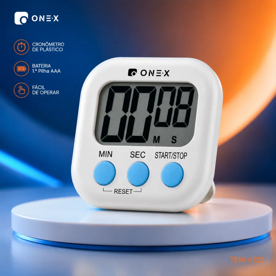 ONEX 计时器 TEM-6132，数字显示，便携式设计，适合厨房和运动