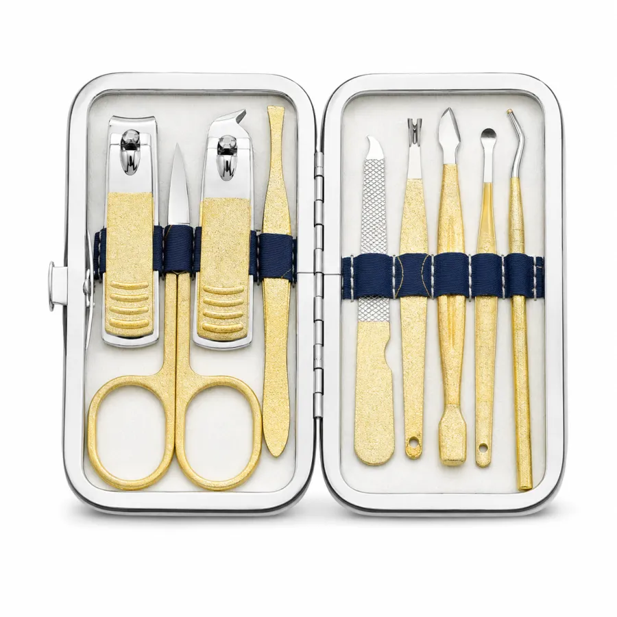 护甲工具套装，包含9件指甲护理工具，适合专业和家庭使用