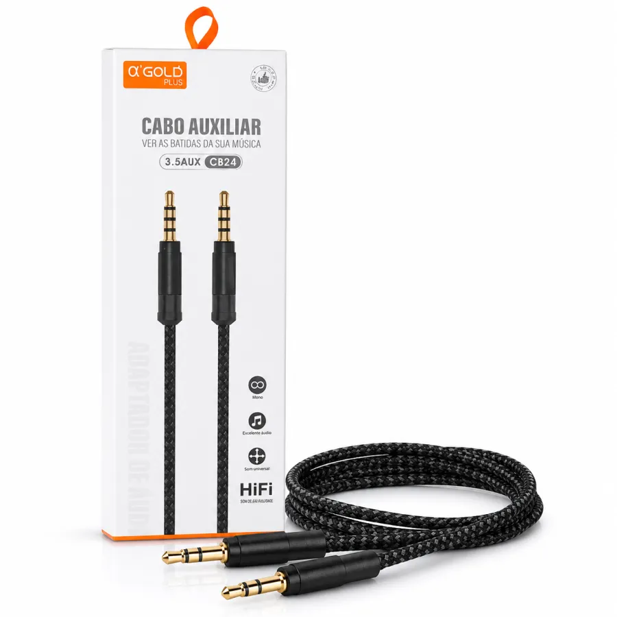 αGOLD 3.5mm AUX音频线，黑色，HiFi音质，适用于手机和音响