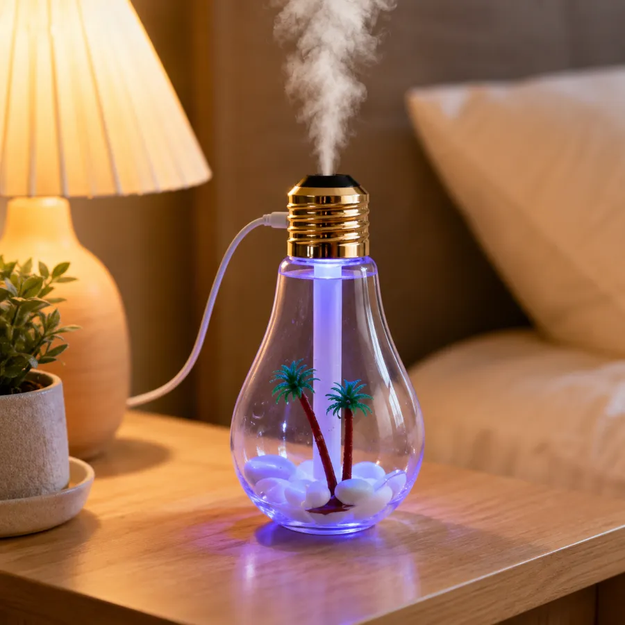 B-MAX 600ml LED灯泡加湿器，带灯光，适合家庭和办公室使用