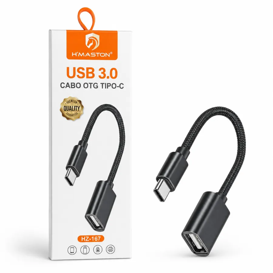 H'MASTON USB 3.0 OTG Tipo-C 数据线，黑色，型号HZ-167